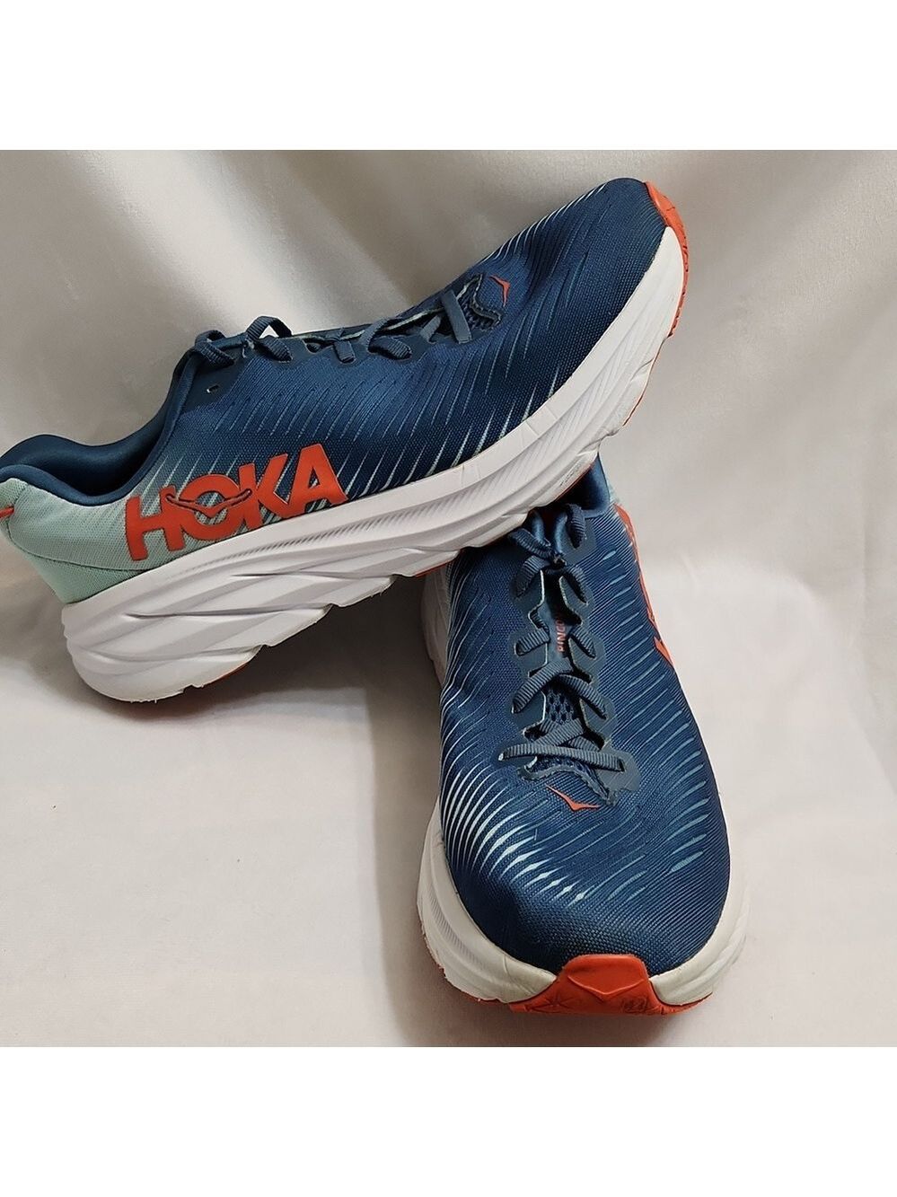 Hoka One One Rincon 3 Blue Orange Mesh Training Running Sneakers (M Size 11D)